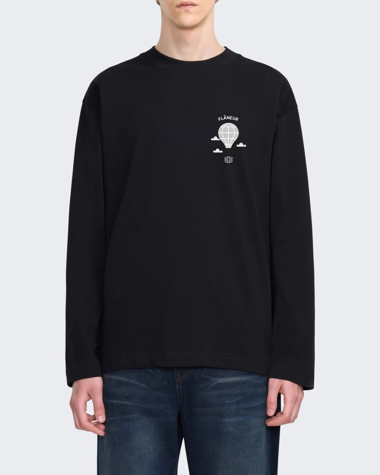 Heren Longsleeve shirt met ballonmouwen Zwart