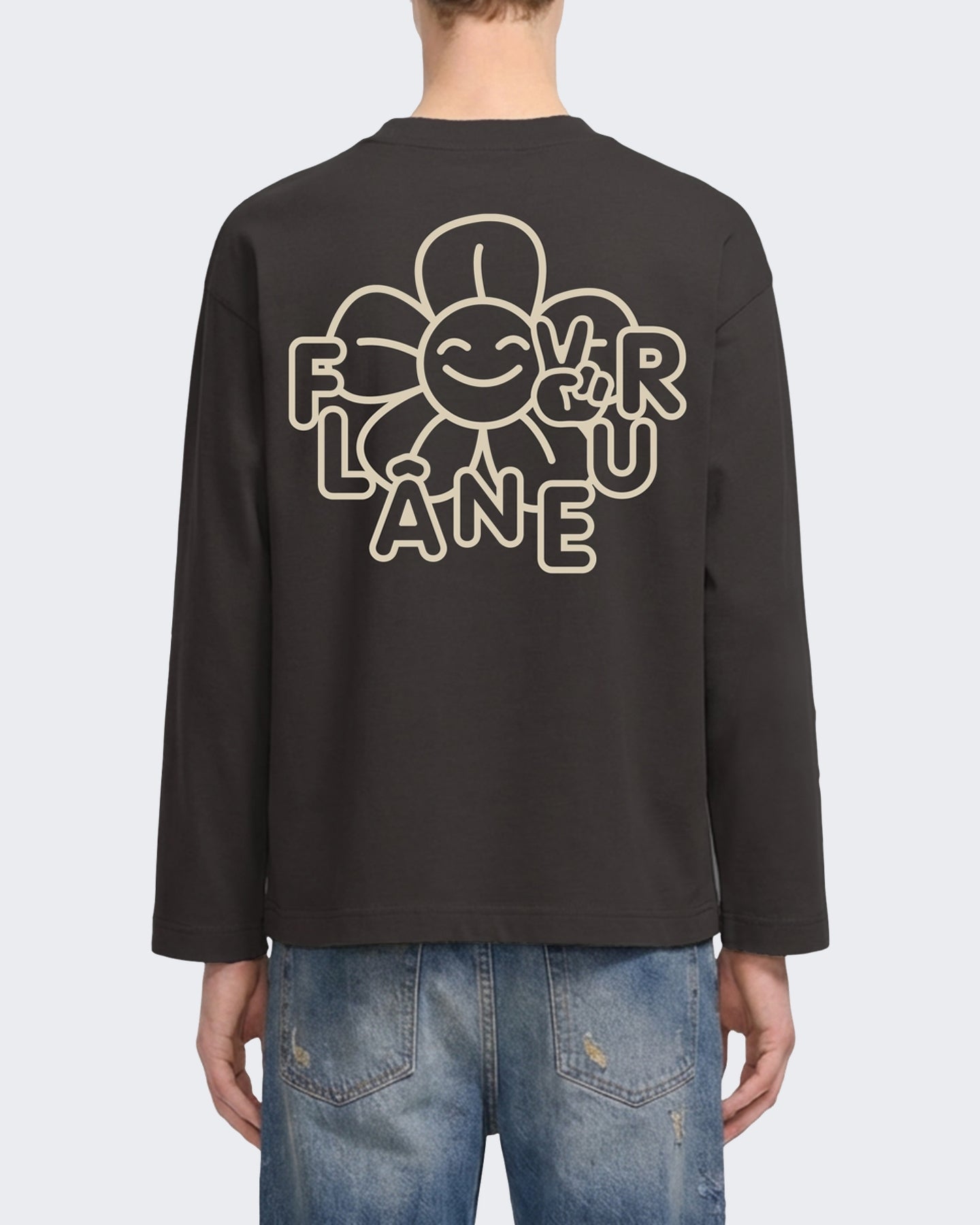Heren Longsleeve shirt met bloemenprint Bruin