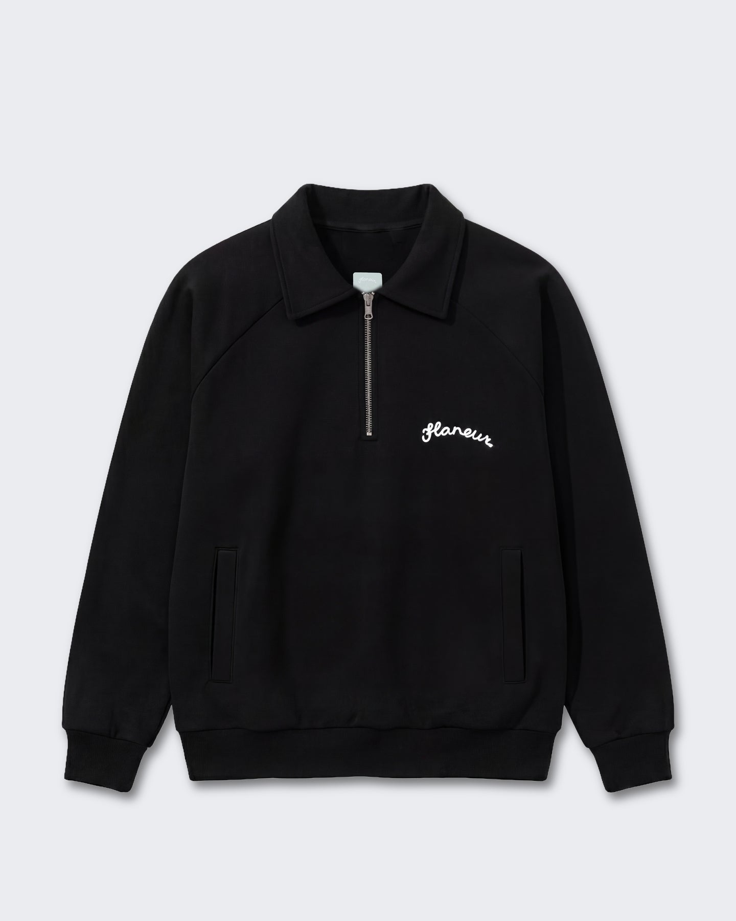 Heren Sweater met raglanmouwen en halve rits Zwart