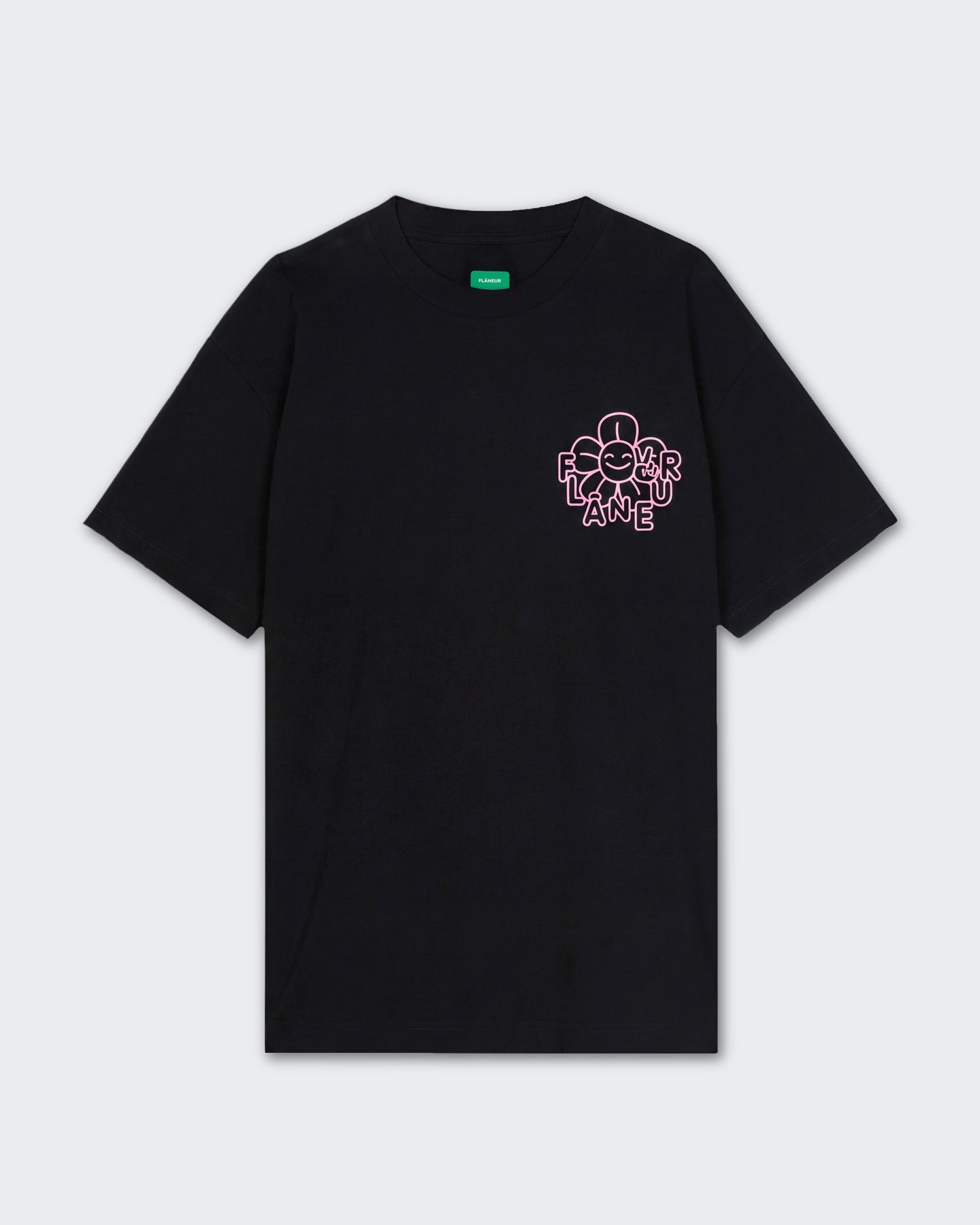 Heren Happy Flower T-shirt met bloemenprint Zwart