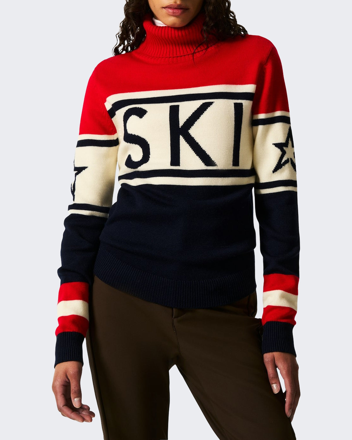 Women's Schild gebreide sweater Red en Blue