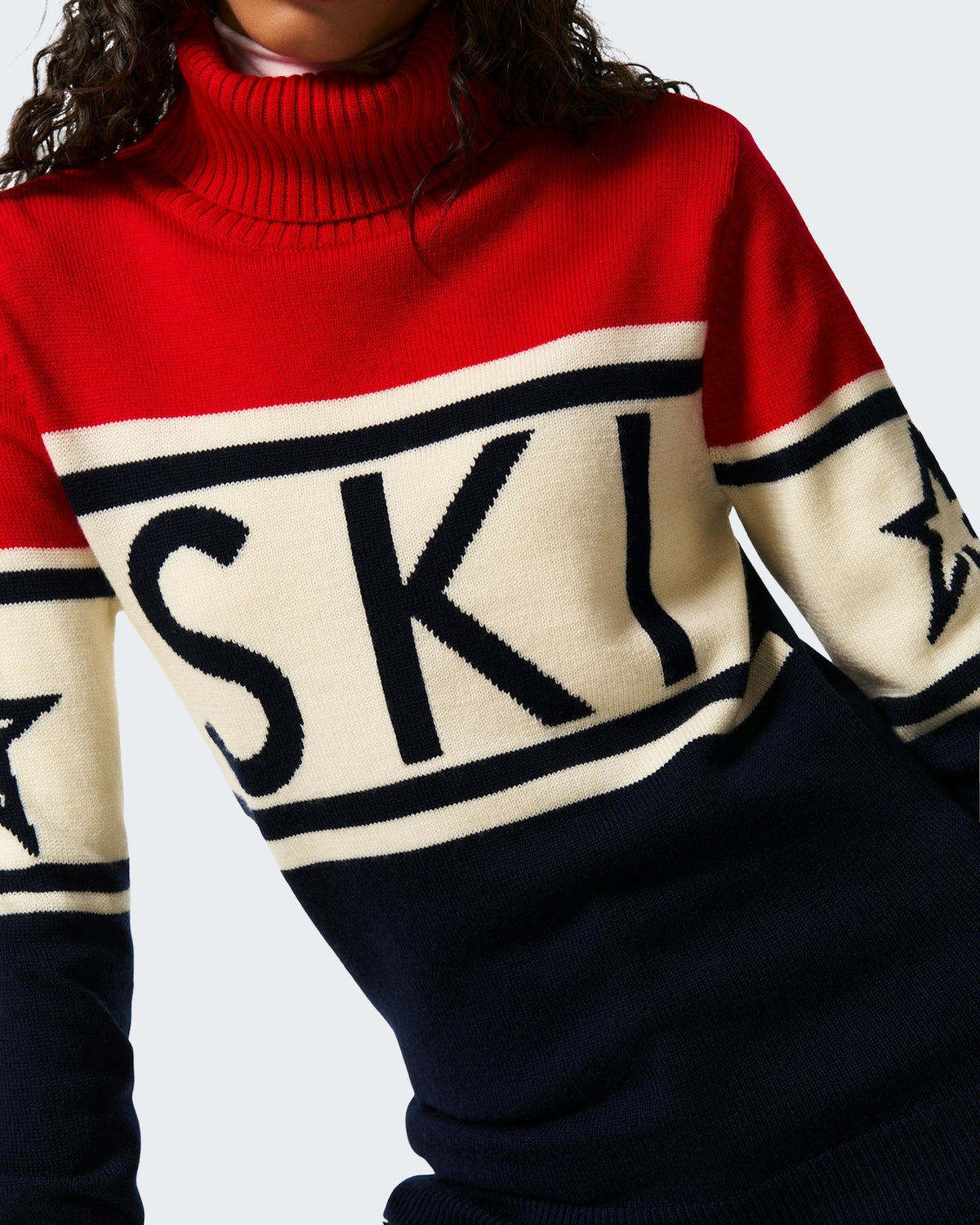Women's Schild gebreide sweater Red en Blue