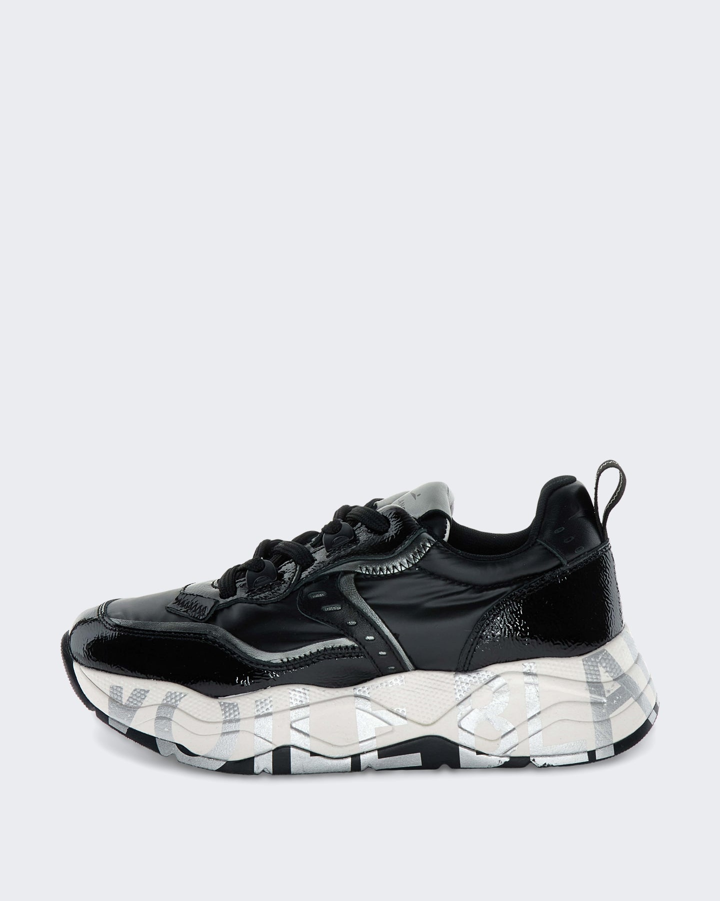 Dames Leren sneaker met vetersluiting Zwart