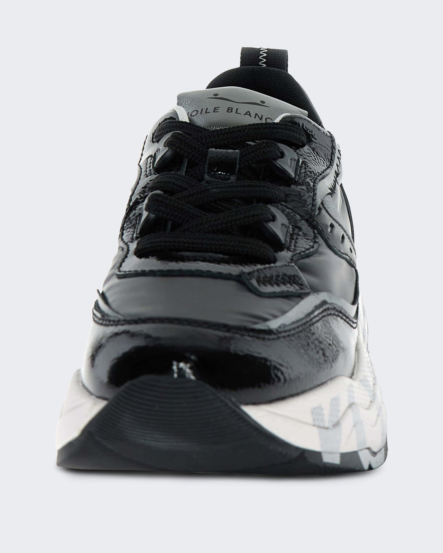 Dames Leren sneaker met vetersluiting Zwart