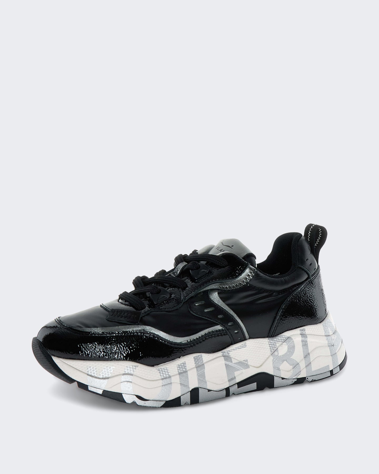 Dames Leren sneaker met vetersluiting Zwart