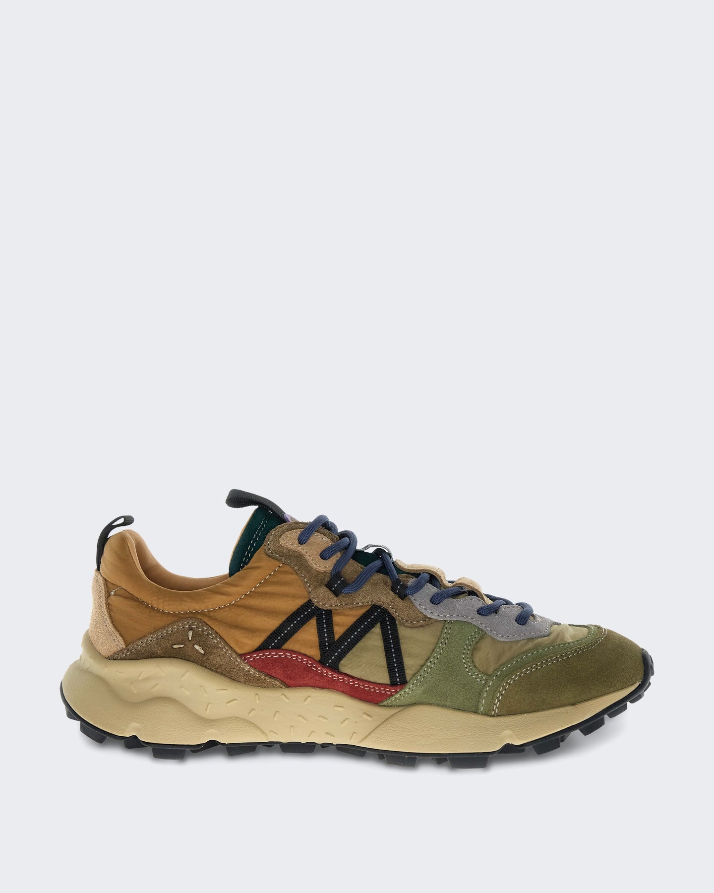 Heren Leren sneaker met suède details Bruin