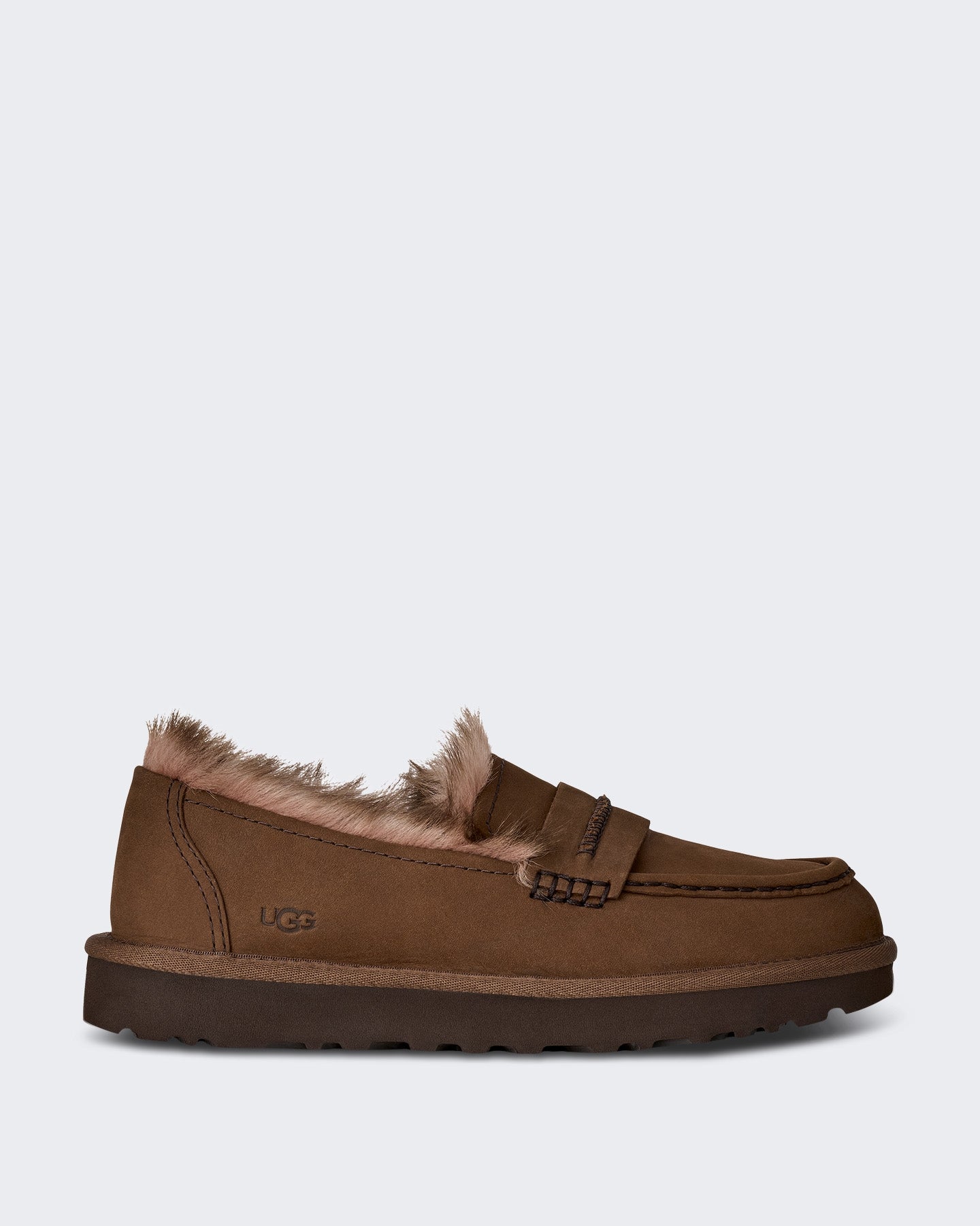 Dames Loafer van nubuck leer in donker Beige