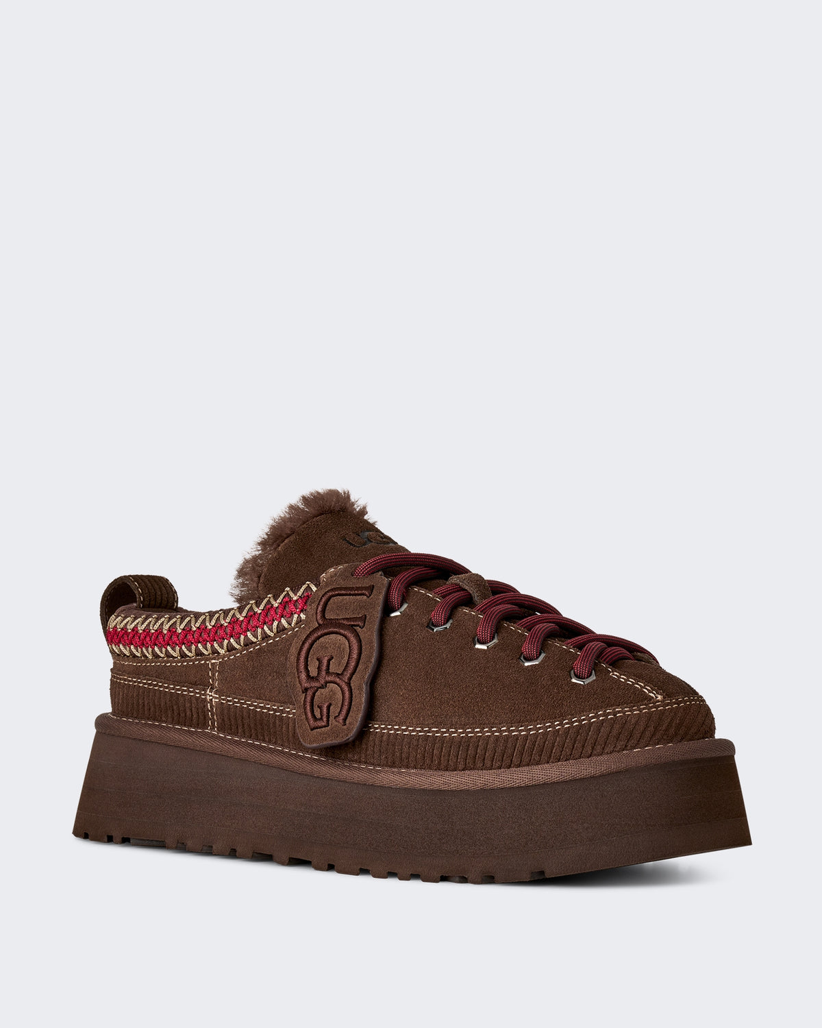 Women's Slide met vetersluiting en heritage design Verbrand Cederhout