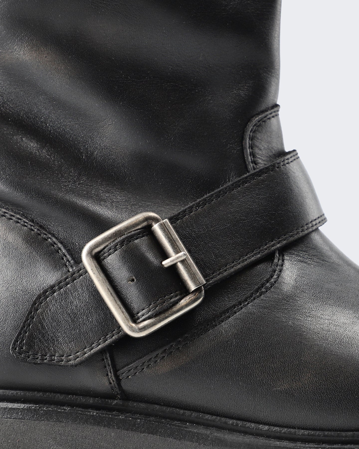 Dames Vintage leren schoen met strakke afwerking Zwart