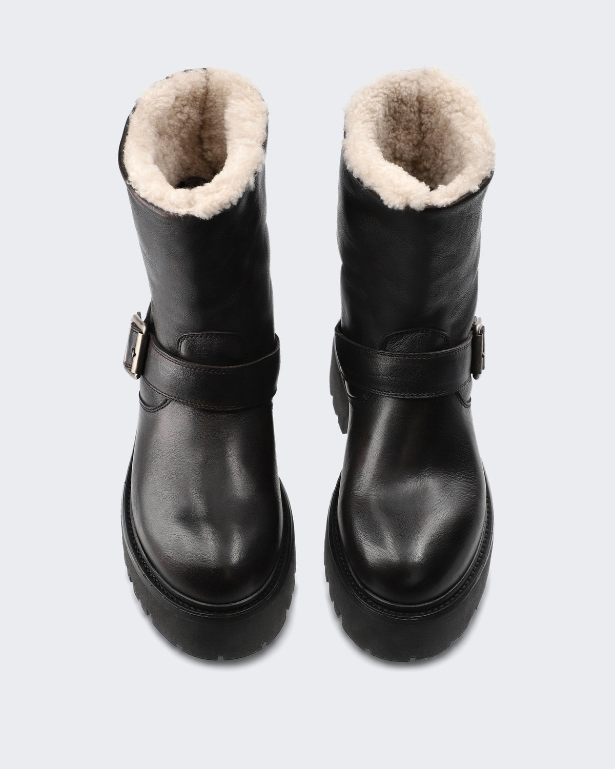 Women's Gegraineerd leren schoen met teddy detail Brown