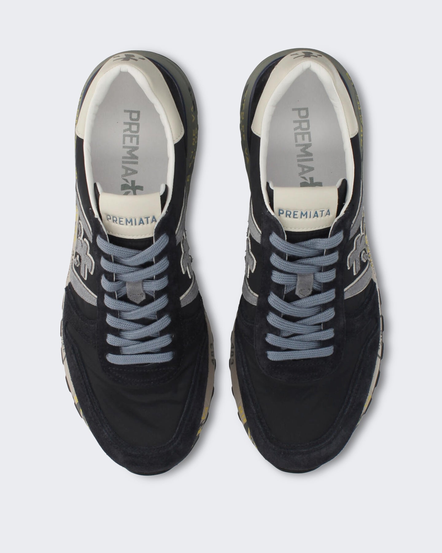 Heren Leren sneaker met vetersluiting Blauw