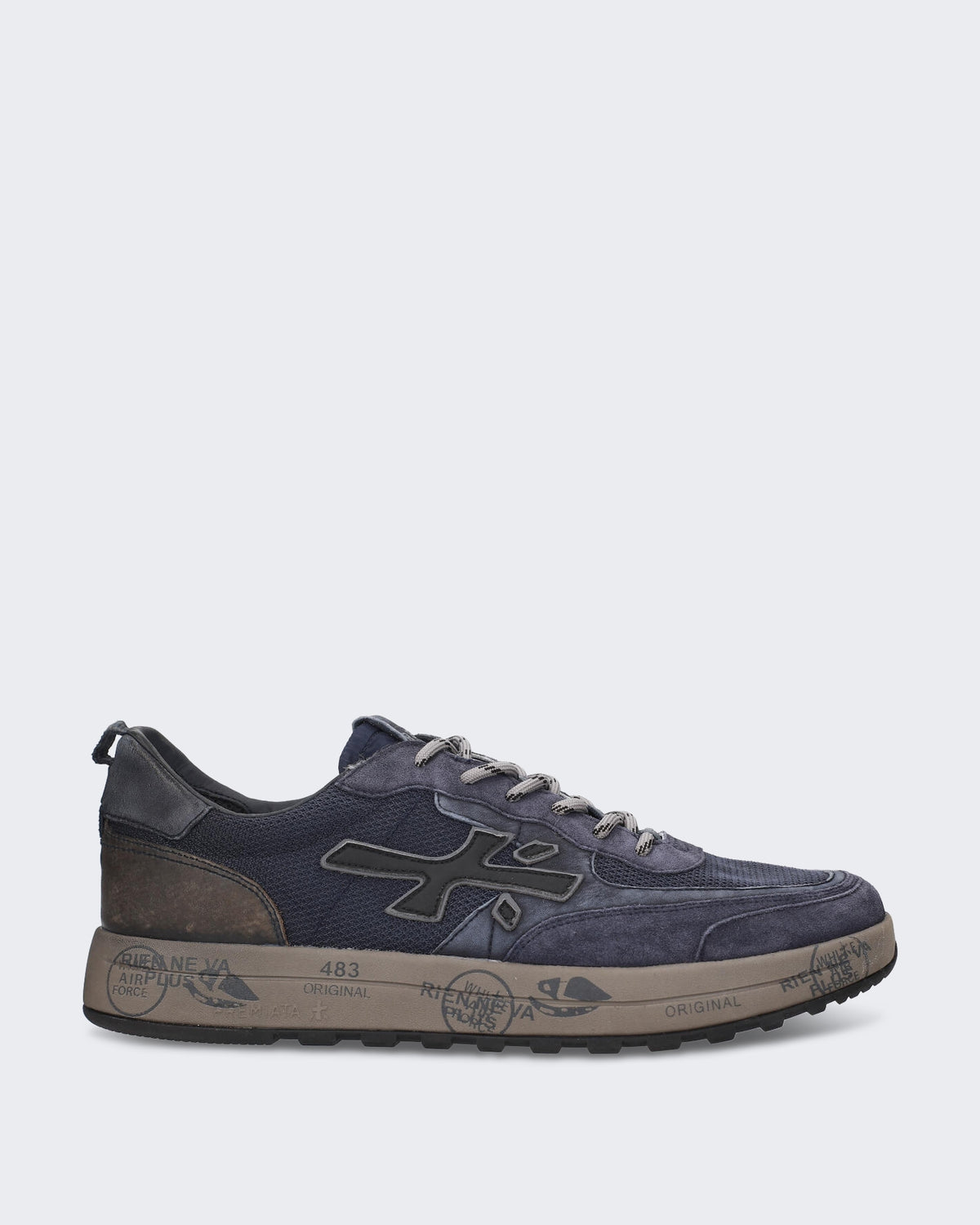 Men's Donkerblauwe sneaker met vetersluiting Blue