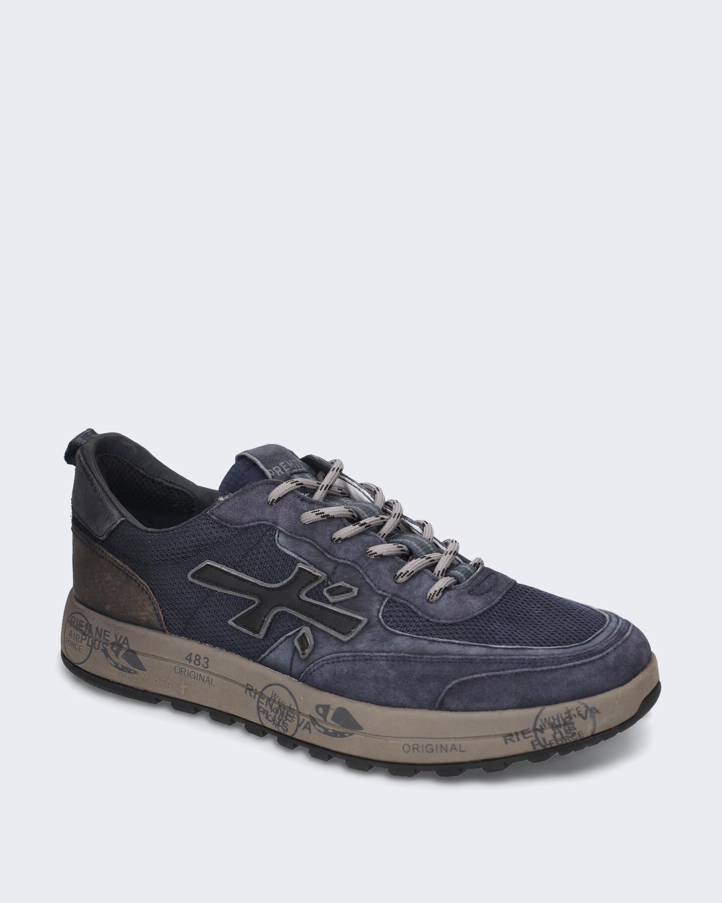 Men's Donkerblauwe sneaker met vetersluiting Blue
