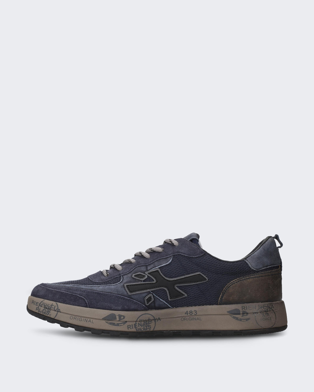 Men's Donkerblauwe sneaker met vetersluiting Blue