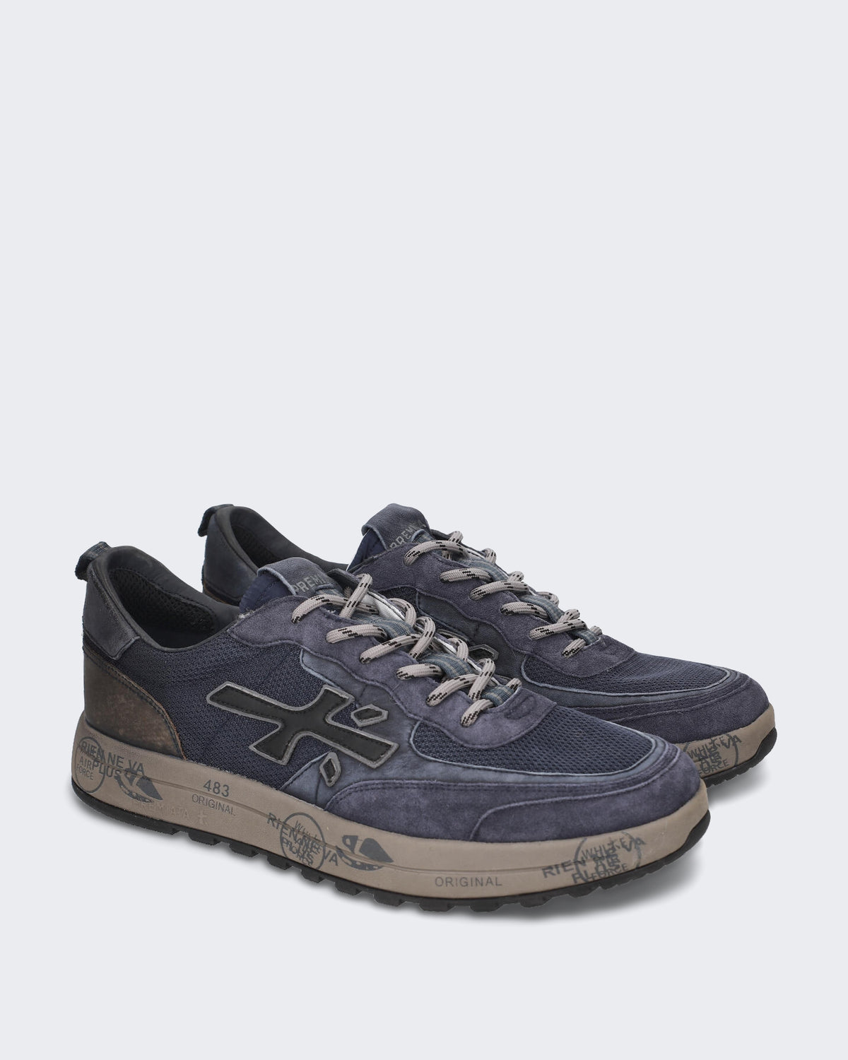 Men's Donkerblauwe sneaker met vetersluiting Blue
