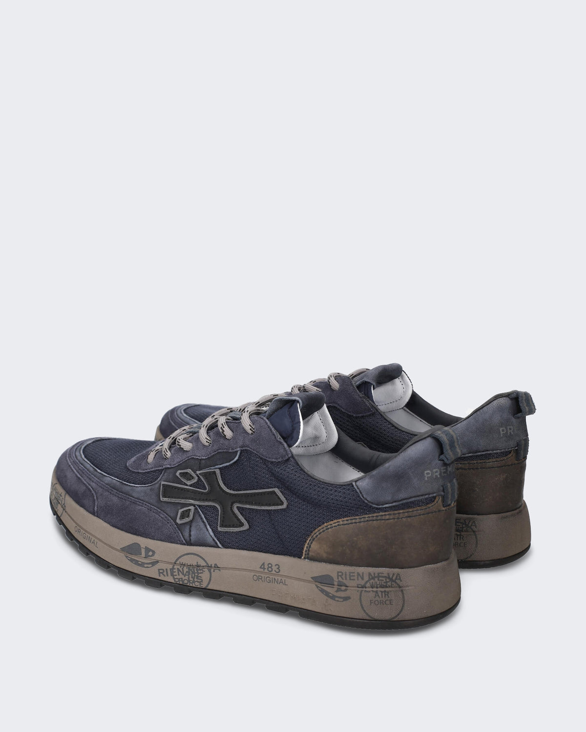Men's Donkerblauwe sneaker met vetersluiting Blue