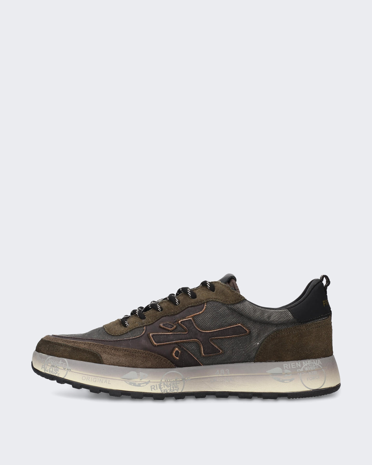 Men's Leren sneaker met multicolor details Brown
