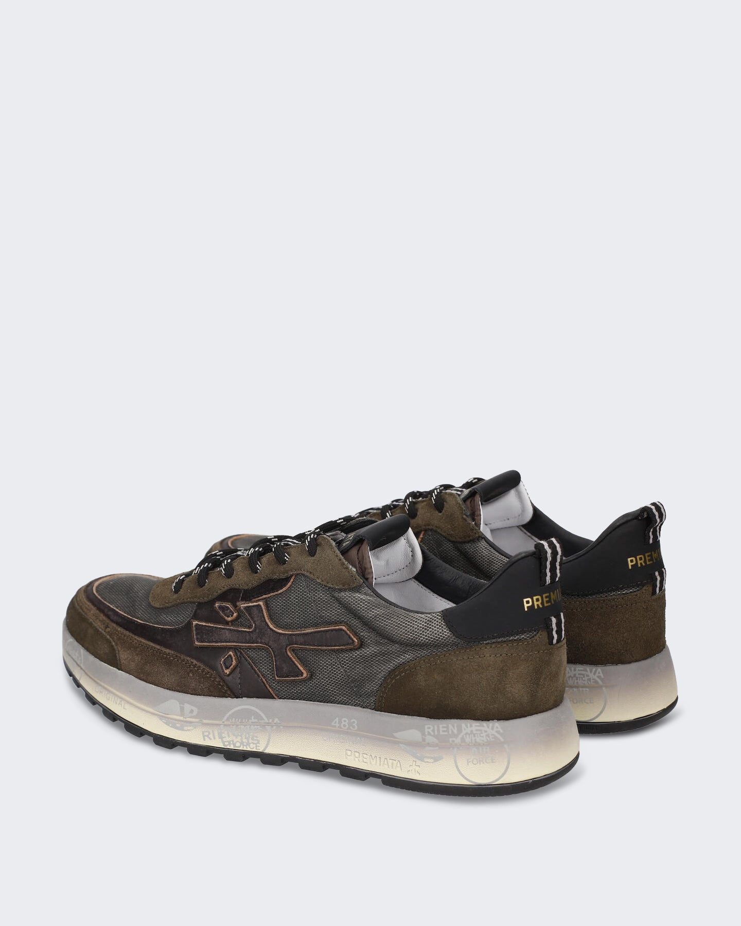 Men's Leren sneaker met multicolor details Brown