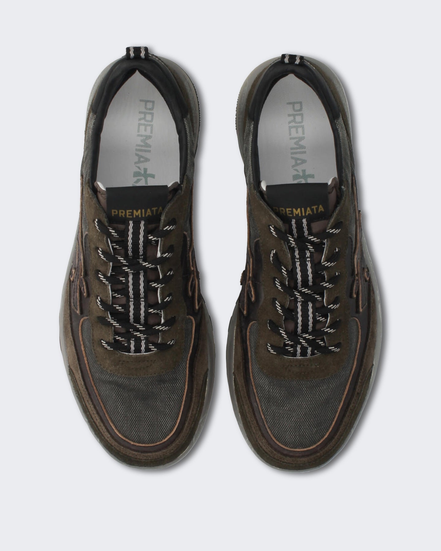 Men's Leren sneaker met multicolor details Brown
