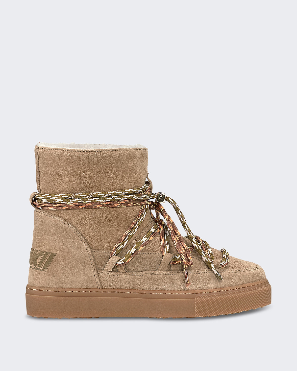 Women's Suède Boot met dubbele veterstrik Beige