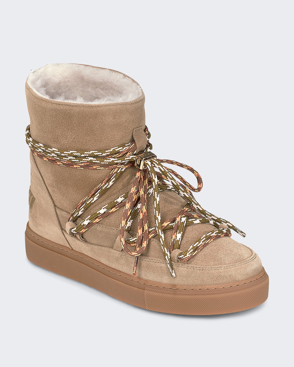 Women's Suède Boot met dubbele veterstrik Beige