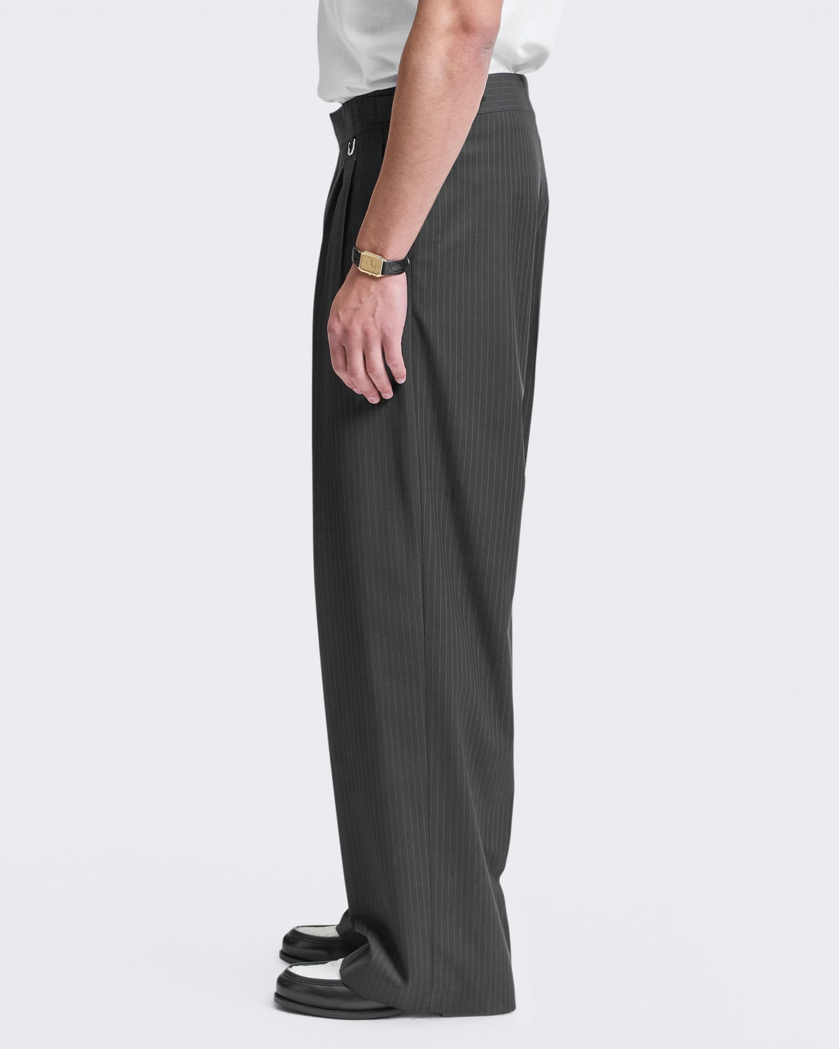 Men's Tailored Baggy Pants Pinstripe Grey