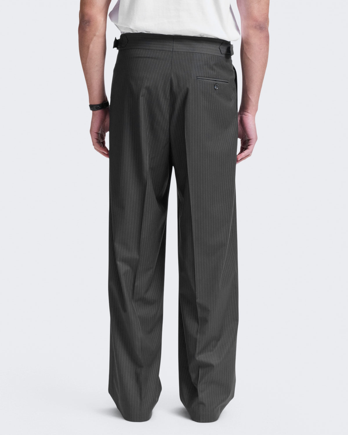 Men's Tailored Baggy Pants Pinstripe Grey