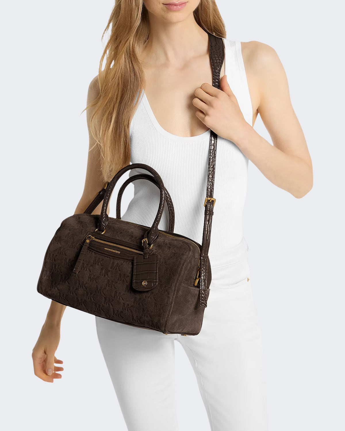 Dames Medium Duffle Satchel Chocolate
