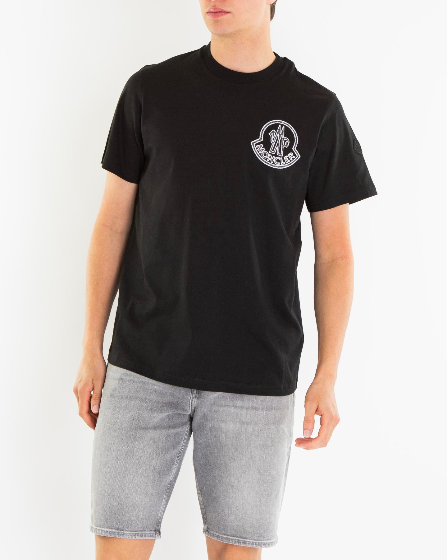 Heren Raised Logo T-Shirt Zwart