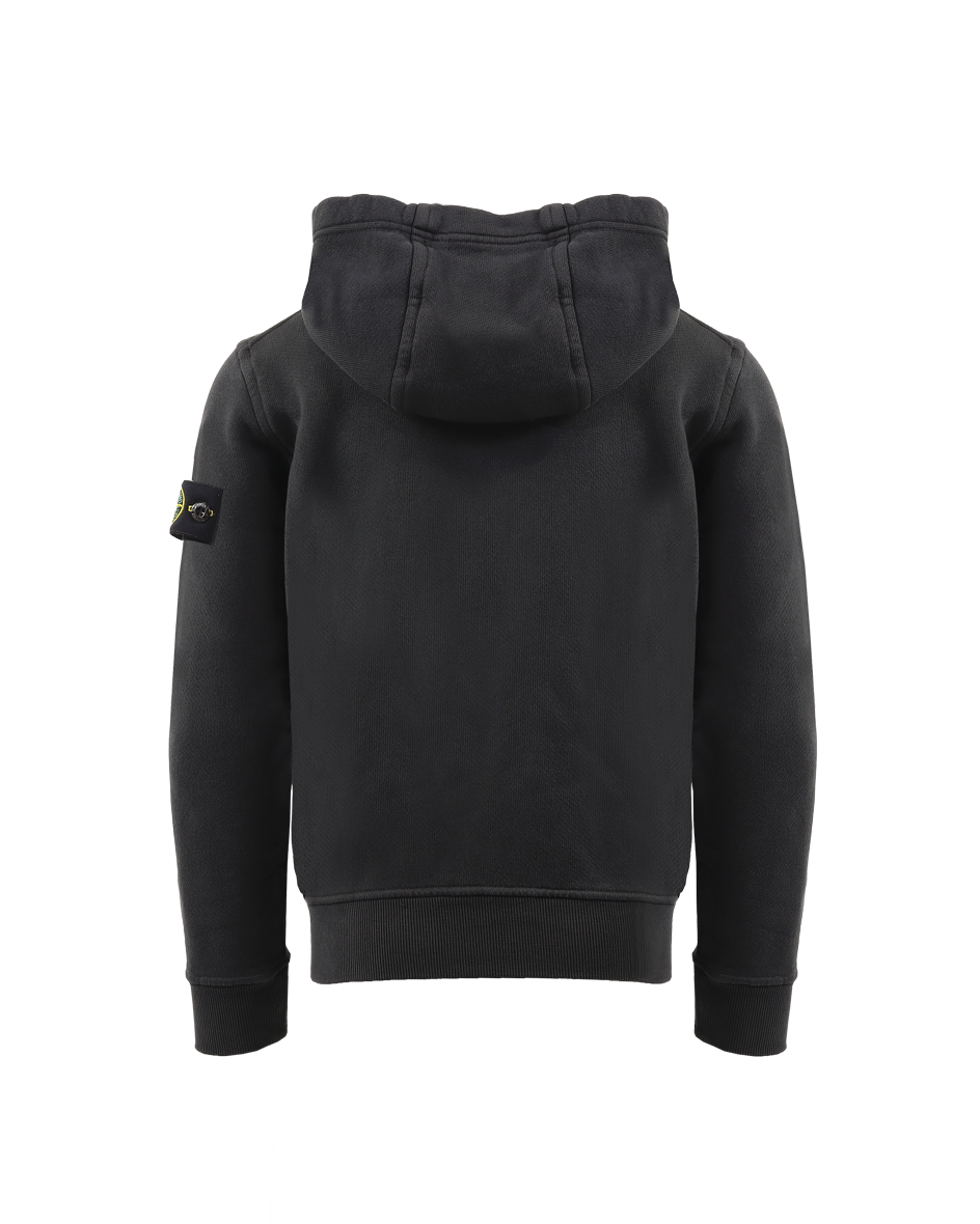Stone Island Kids logo patch zip up hoodie black Eleganza
