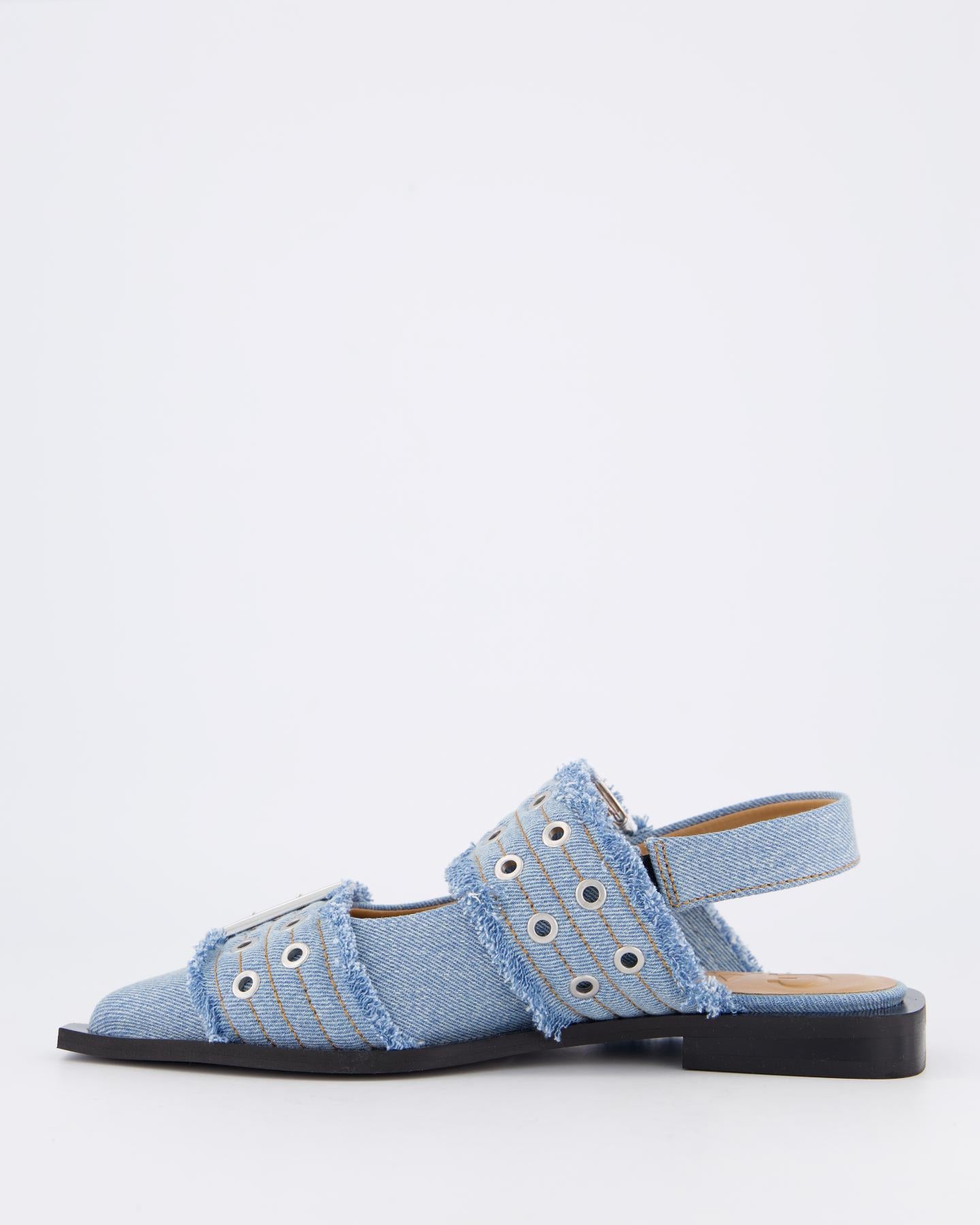 Dames Chunky Buckle Ballerina Blauw