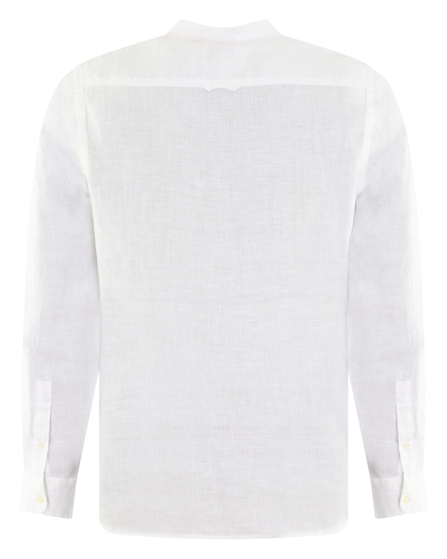 Heren Band Collar Linen Shirt Wit