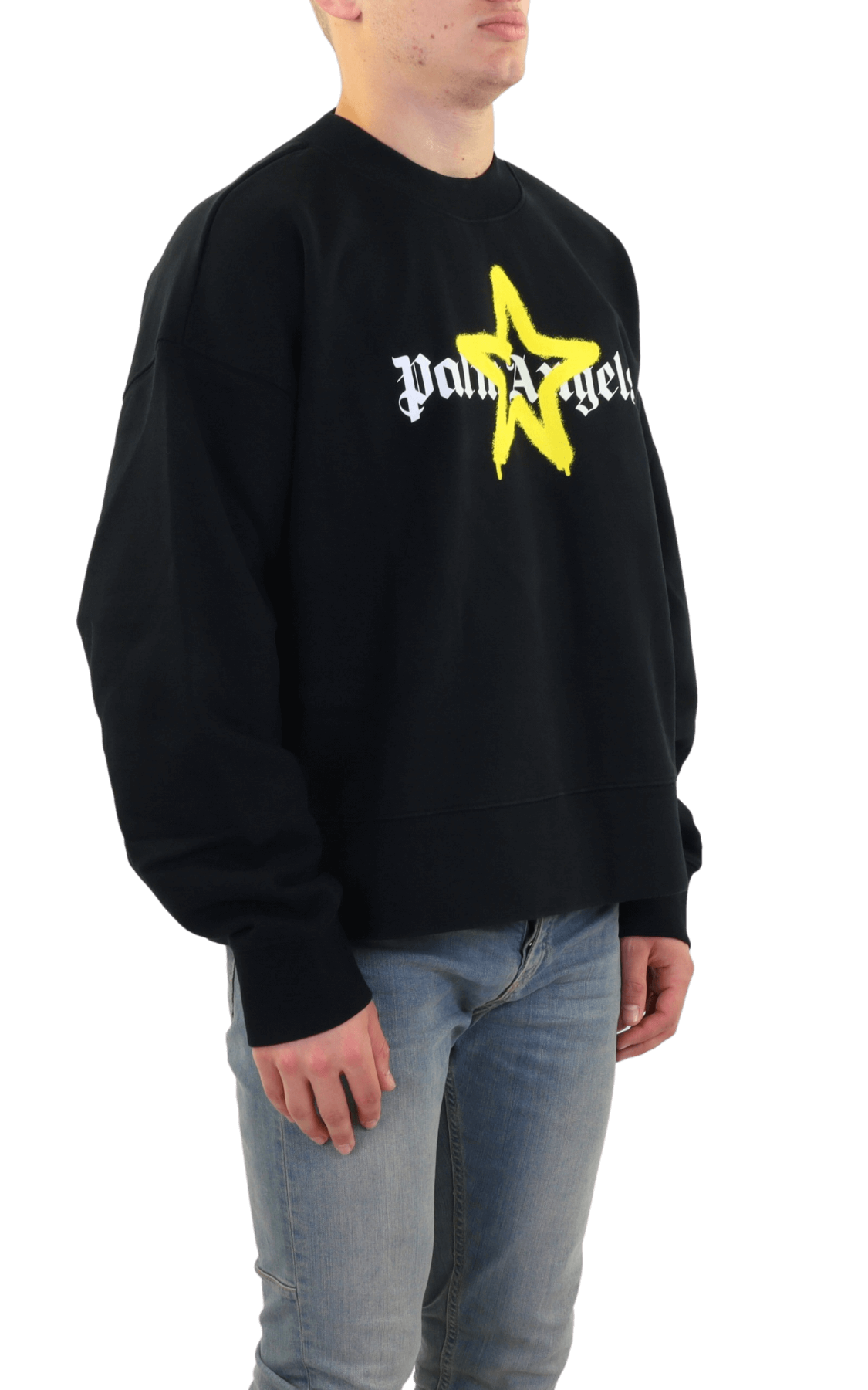 Men Star Sprayed Sweater Black