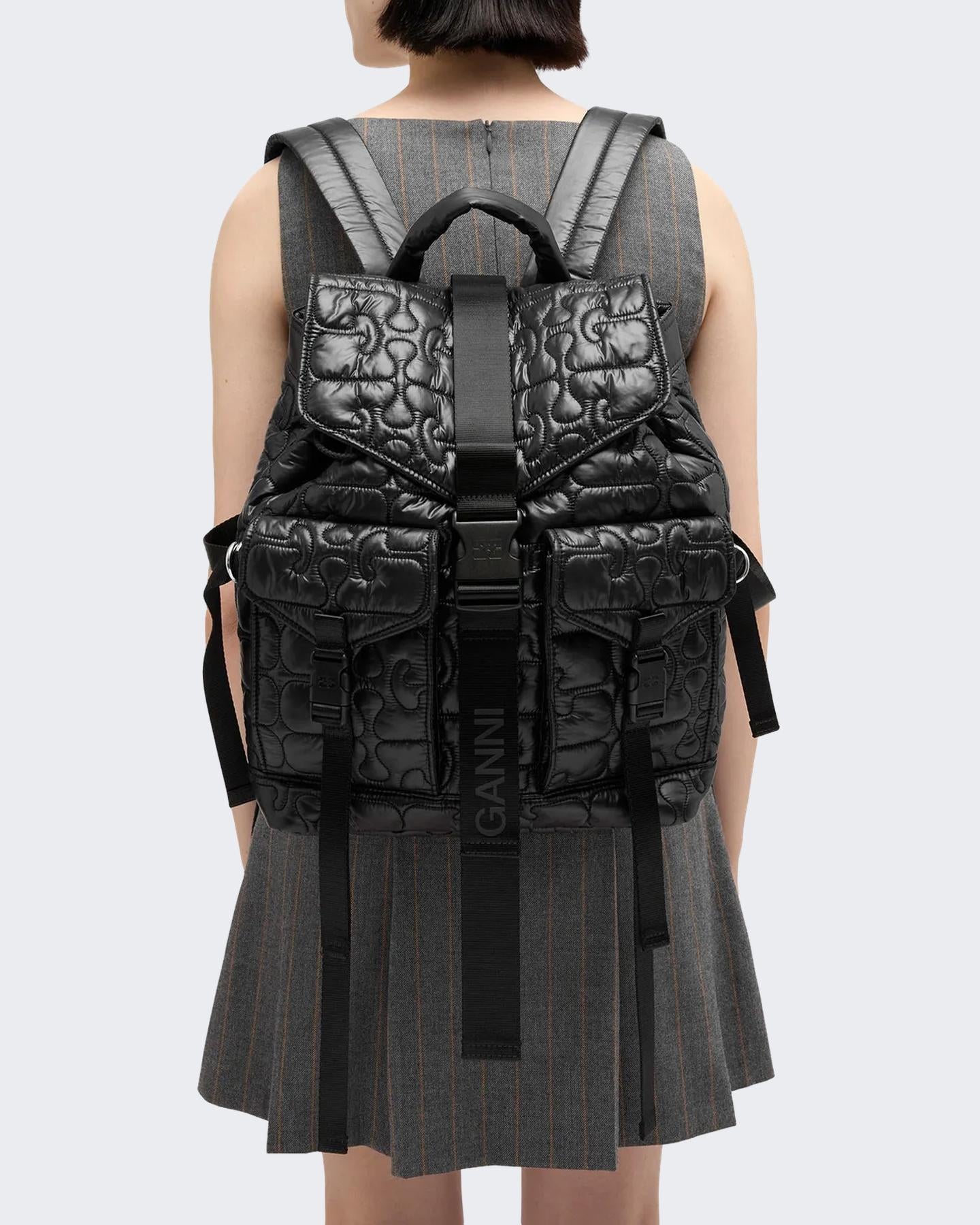 Ganni Dames Quilted Re-Tech Backpack