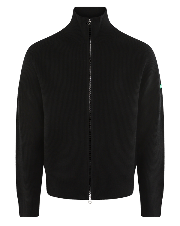 Men's Knitted Cardigan with Badge Detail Black
