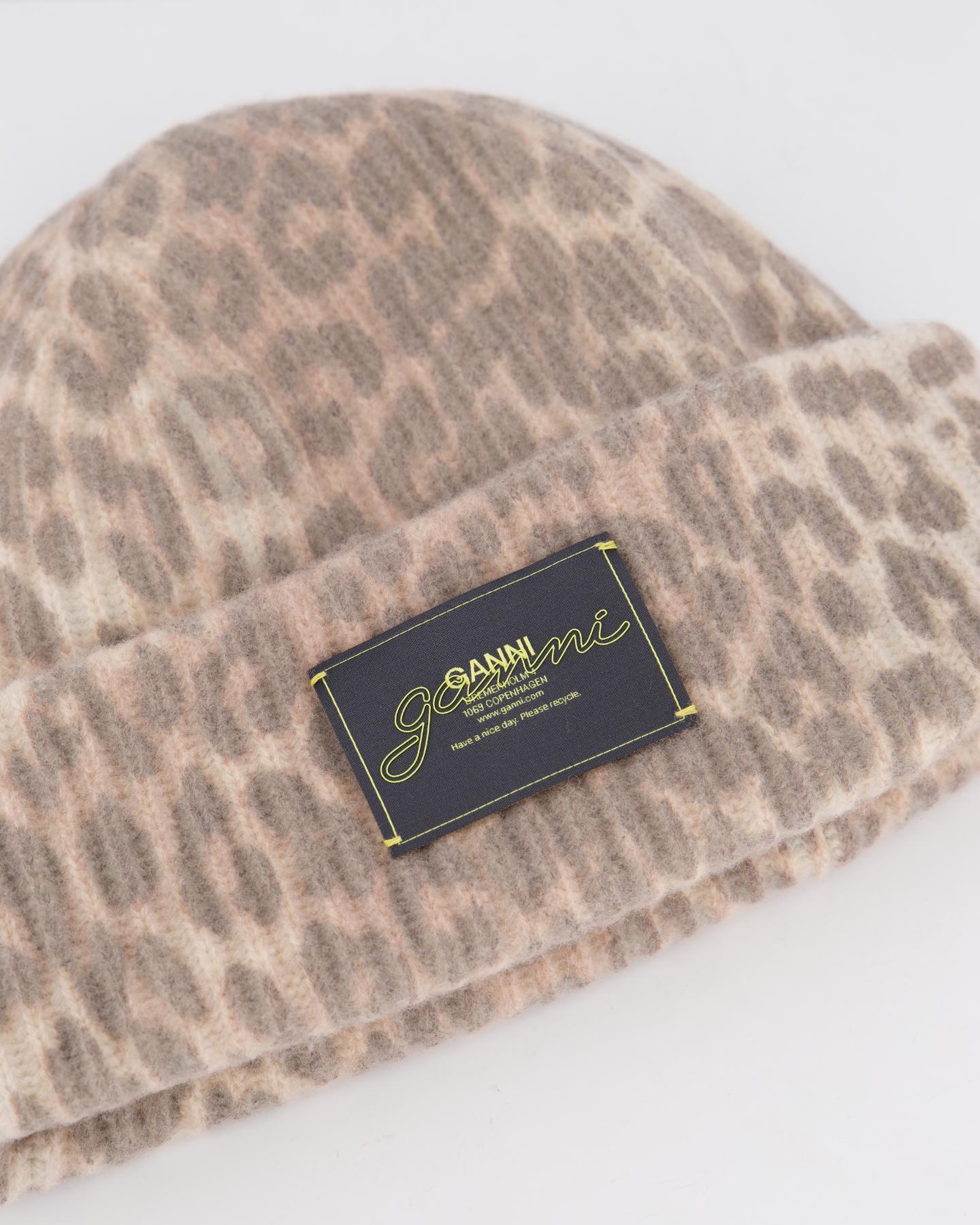 Dames Graphic Wool Beanie Beige