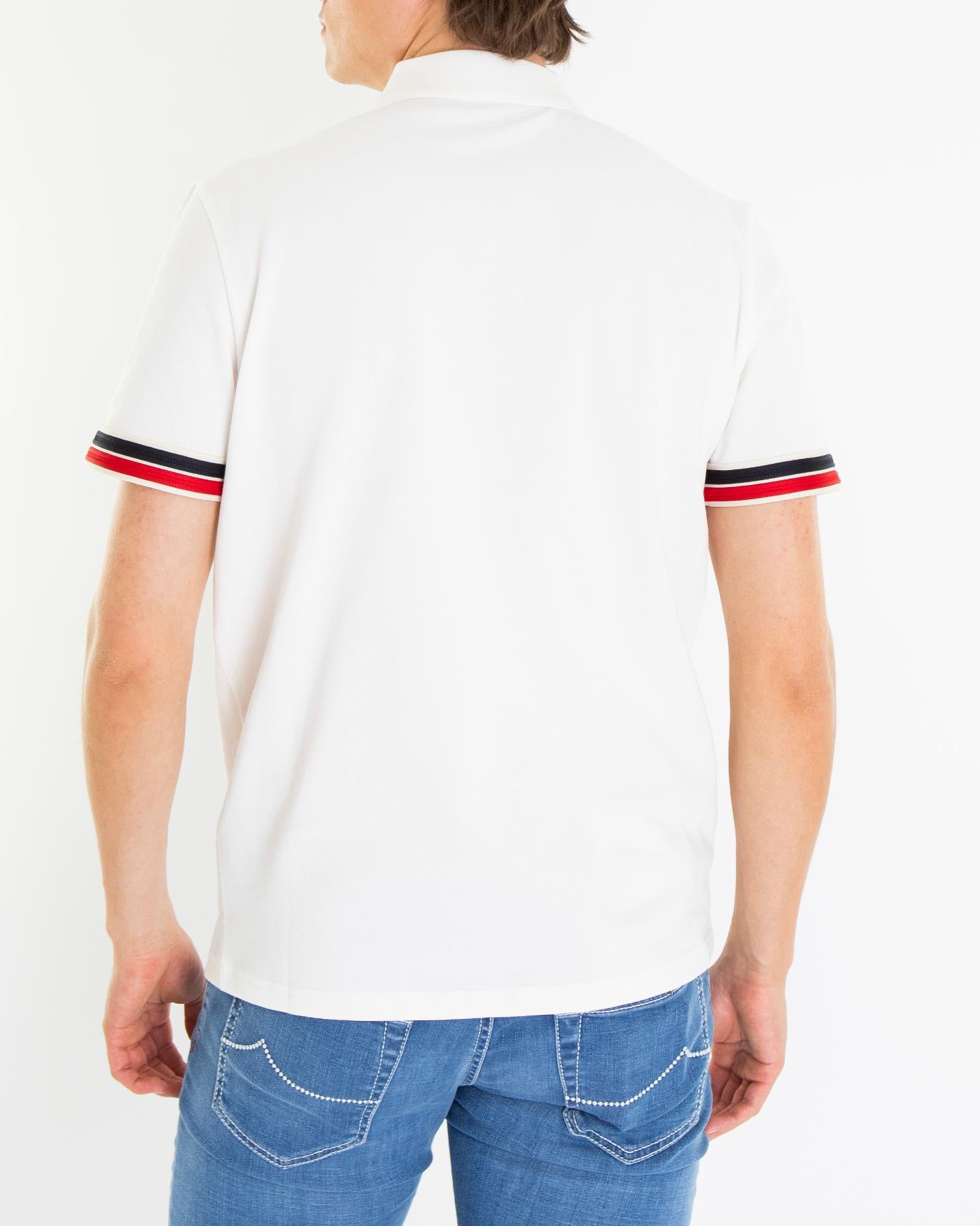 Heren Tricolor Stripe Polo Wit