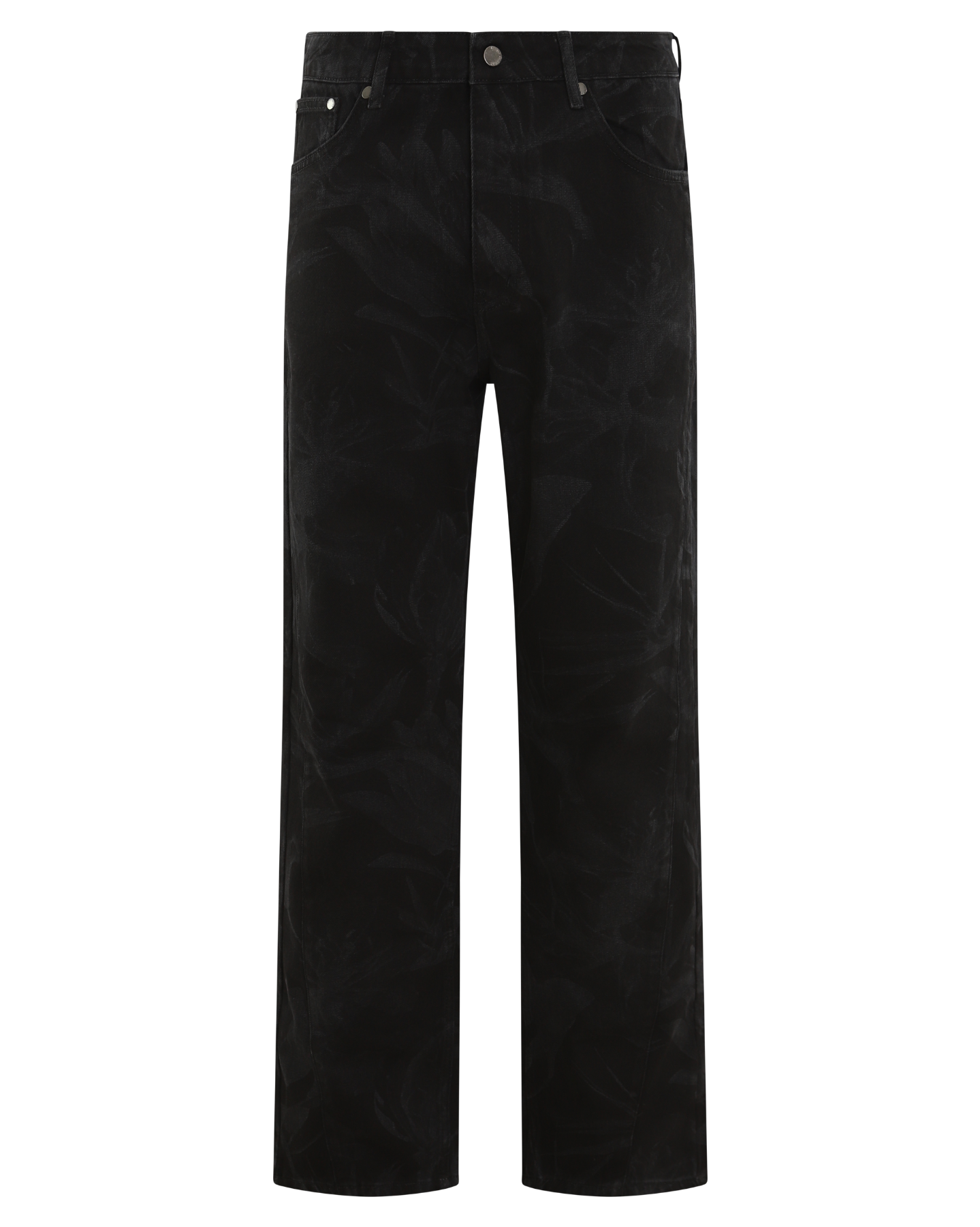 Heren Floral Laser Jeans Zwart