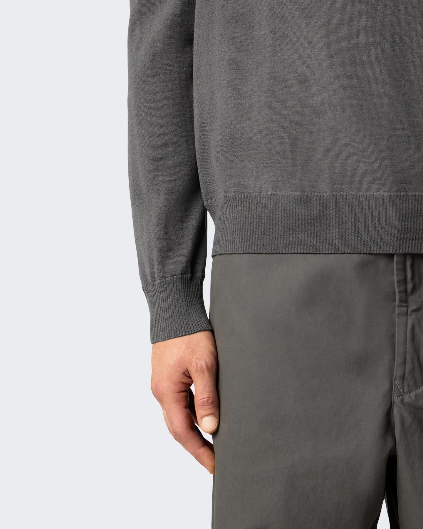 Heren T-Neck Logopatch Sweater Grijs