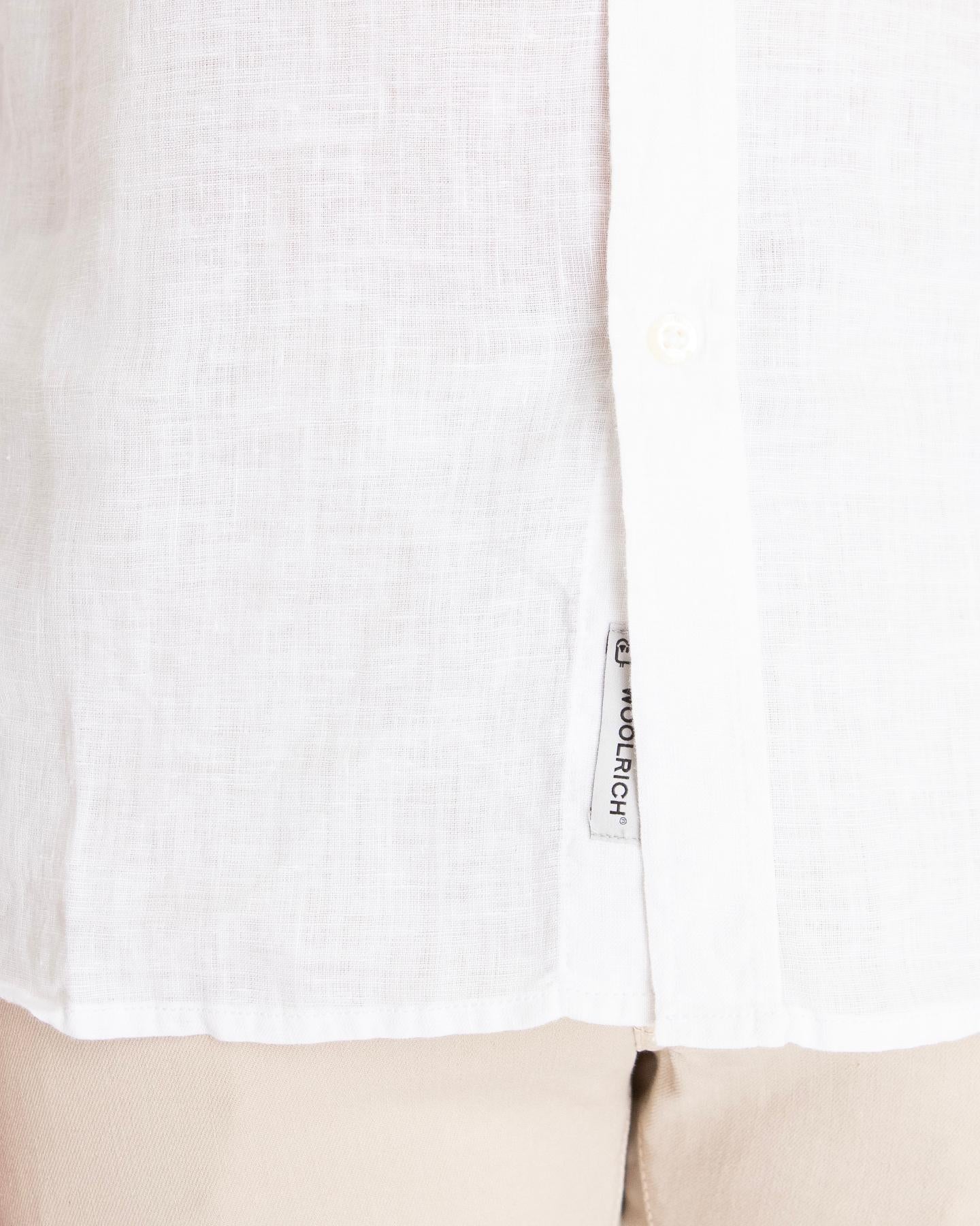 Heren Band Collar Linen Shirt Wit