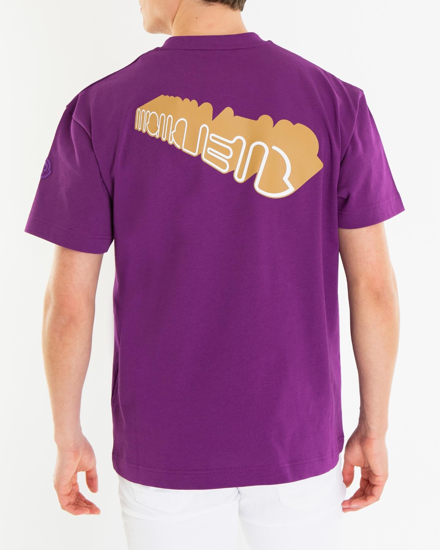 Heren Curved Logo T-Shirt Paars