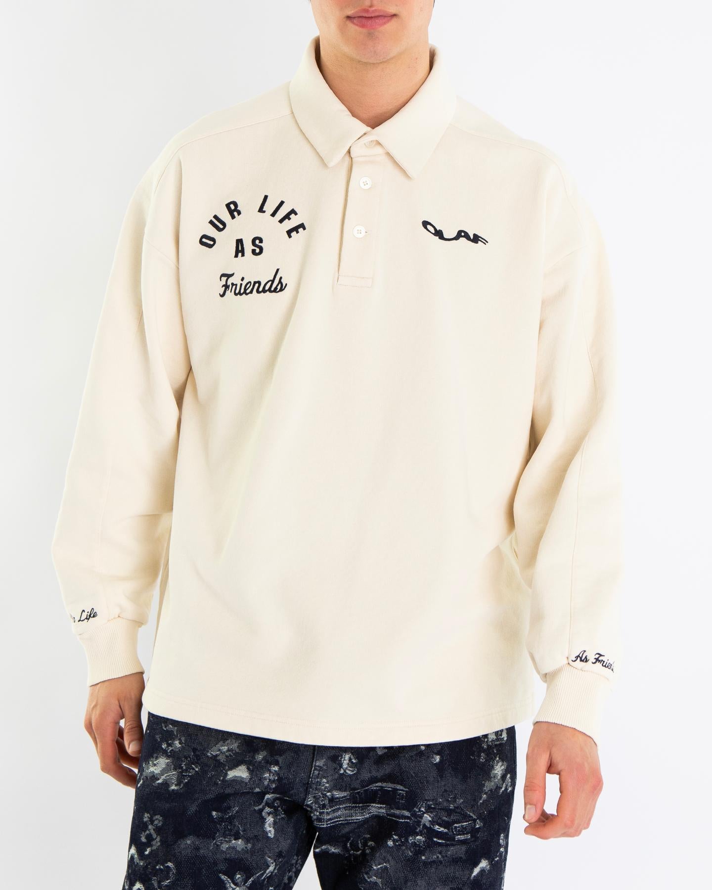Heren Varsity Polo Longsleeve Wit