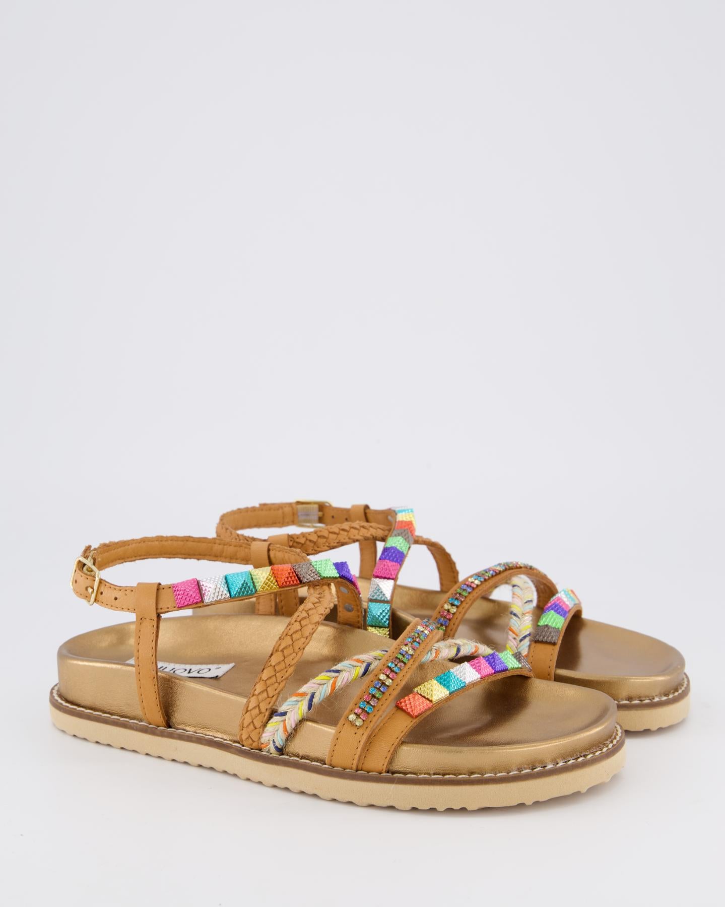Dames Multi Straps Sandaal Beige