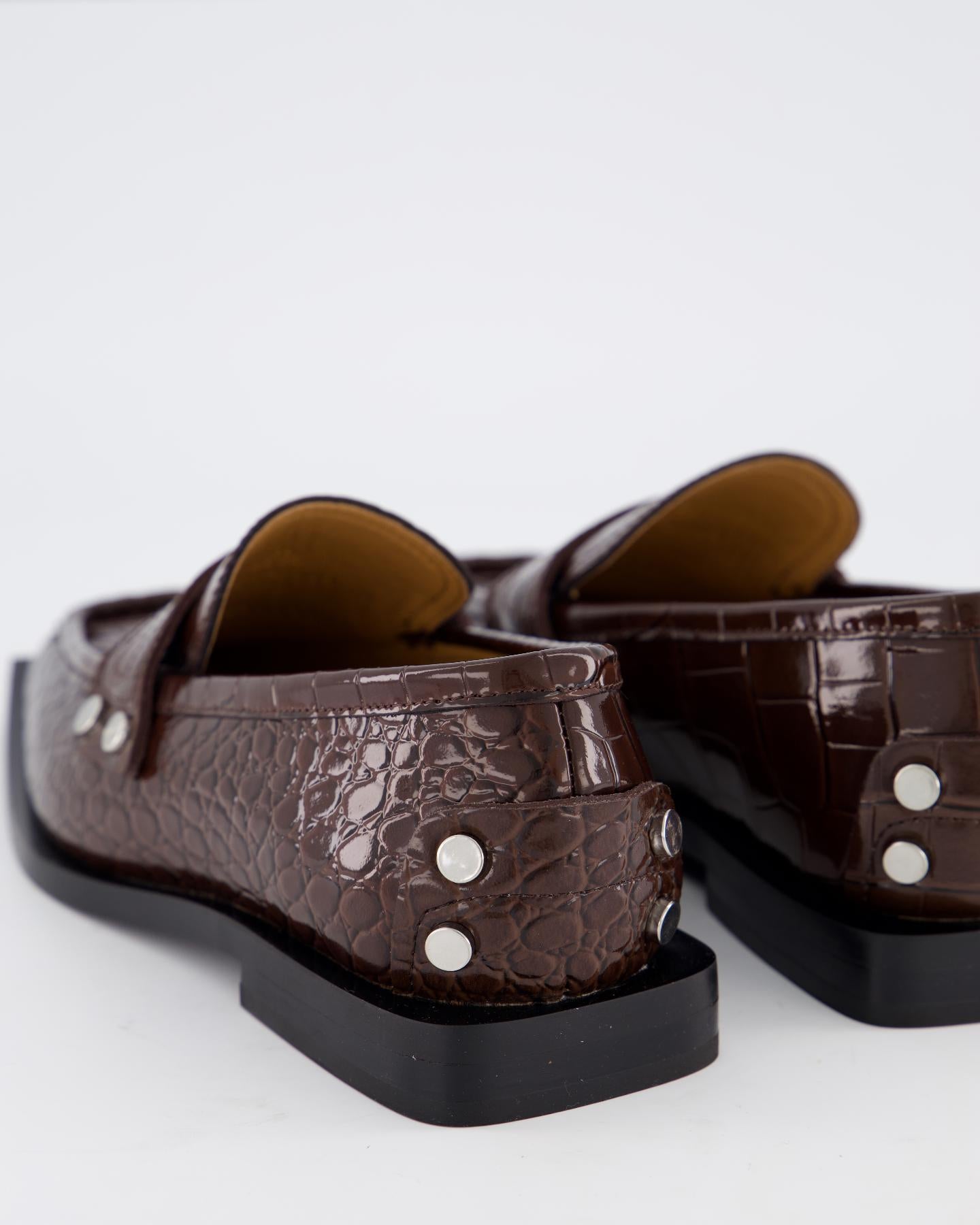 Dames Brown Croco Loafers