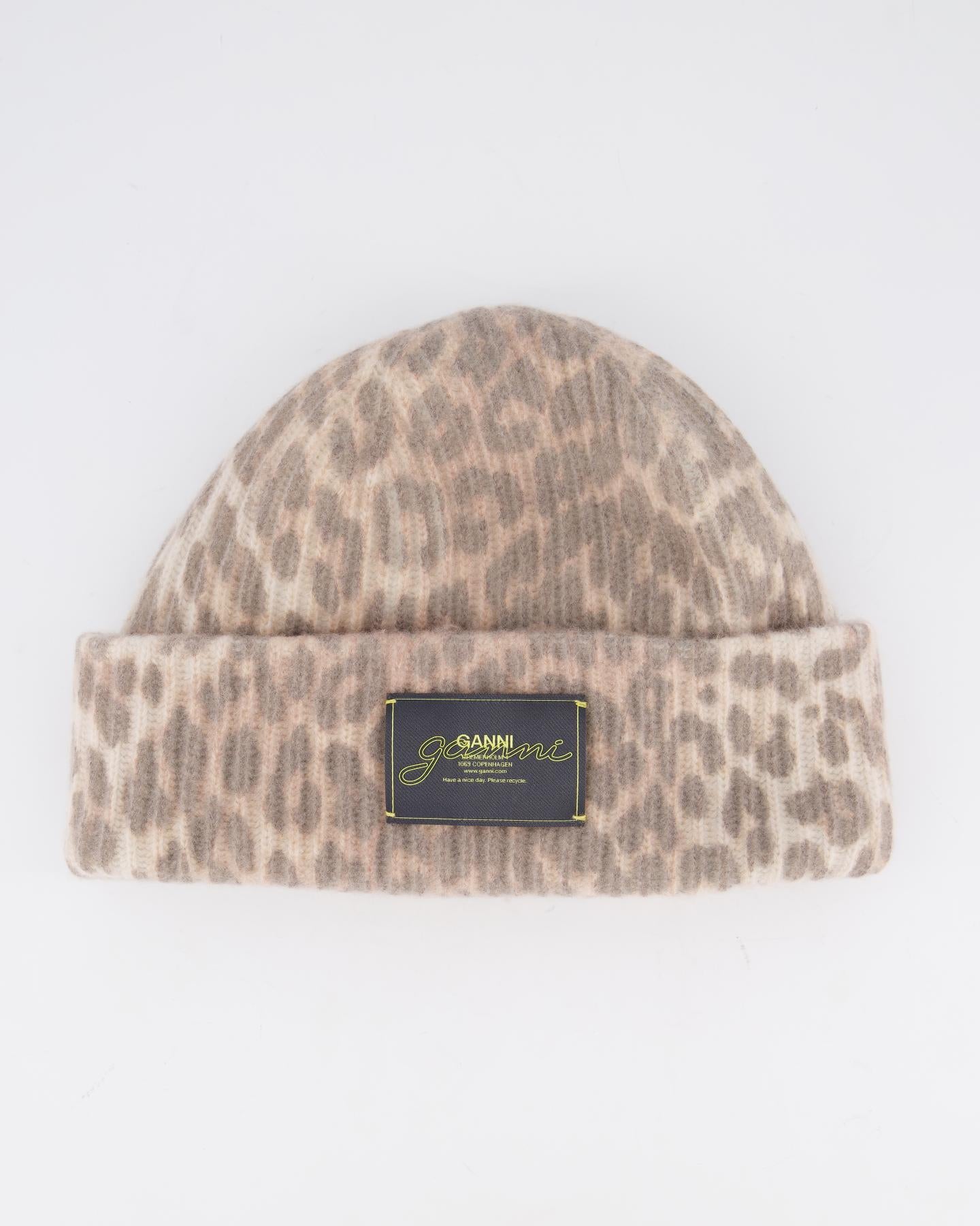 Dames Graphic Wool Beanie Beige