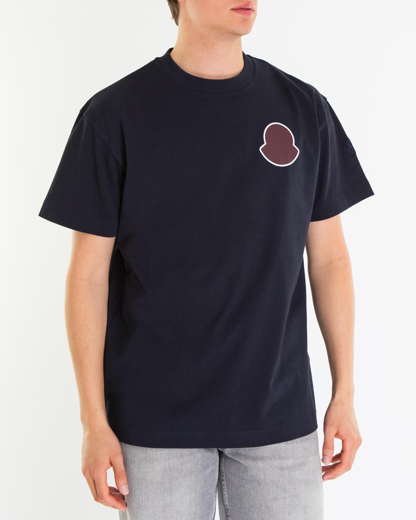 Heren Curved Logo T-Shirt Blauw