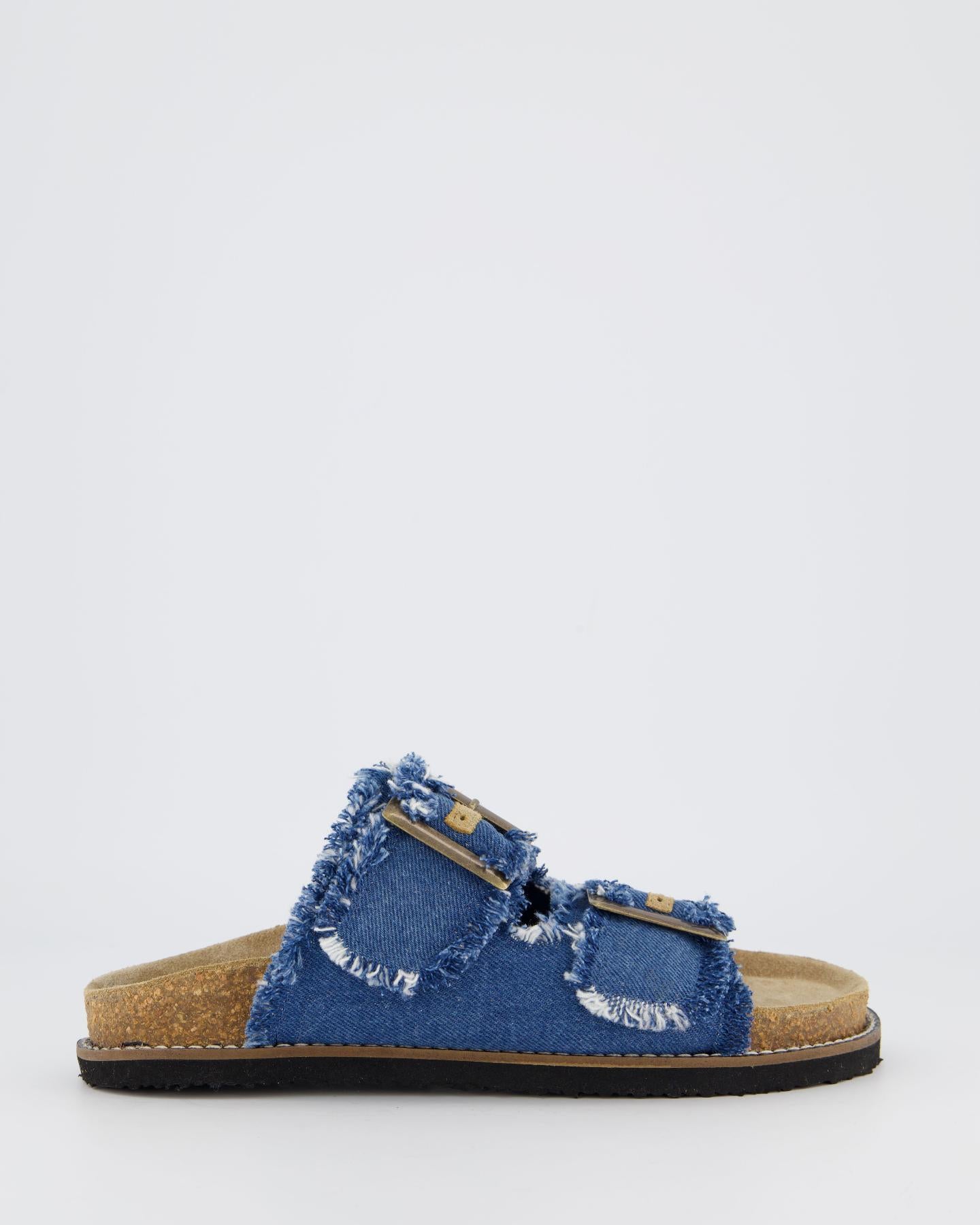 Dames Buckle Slipper Jeans Blauw