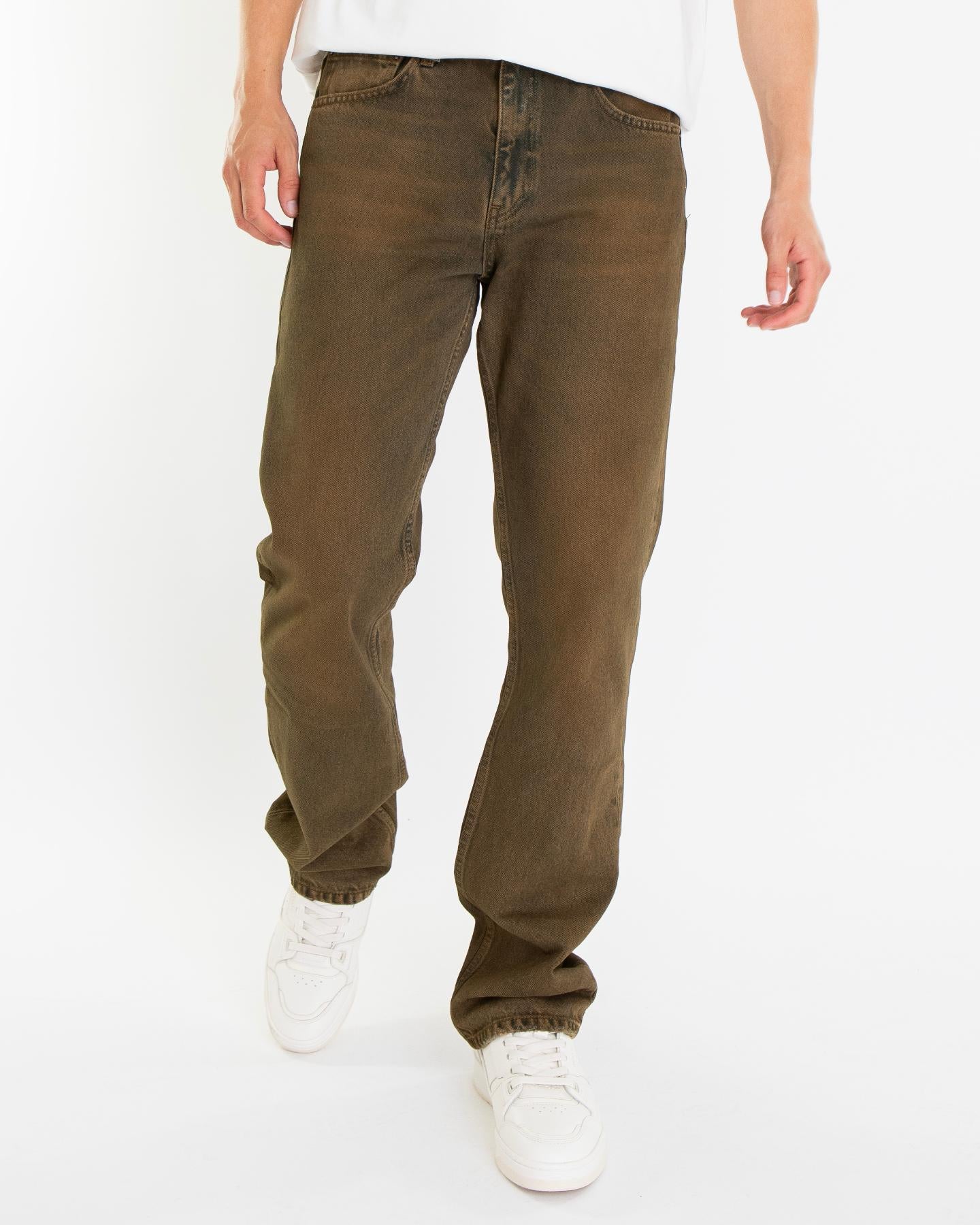 Heren Straight Jeans Beige