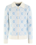 Casablanca Men's Monogram Zip Up Blue Shirt