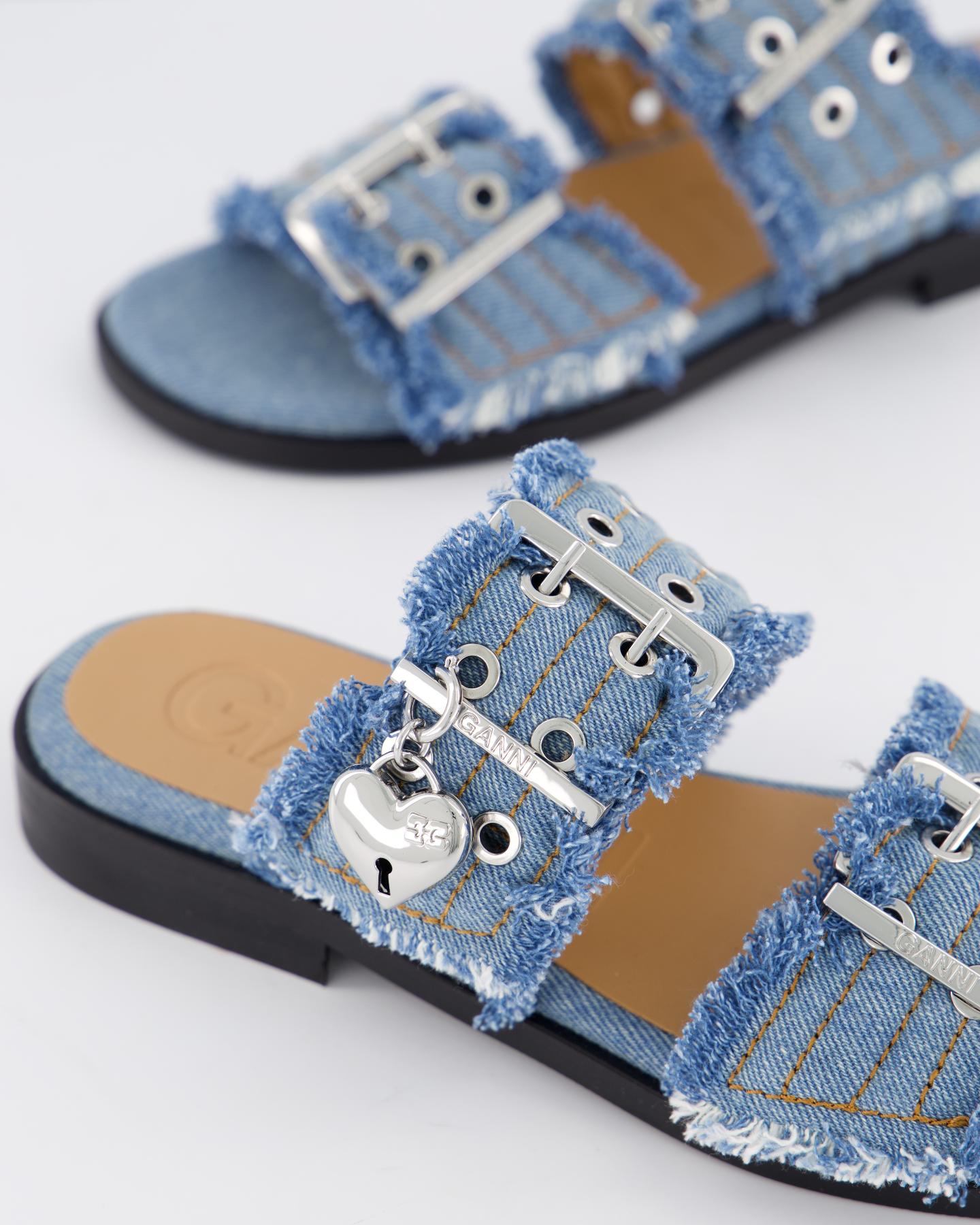 Dames Buckle Two-Strap Sandals